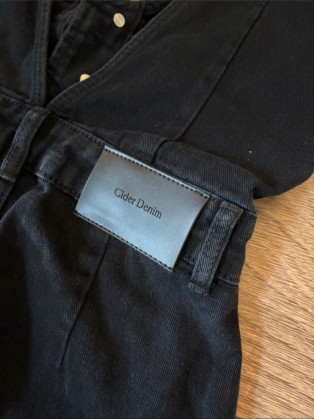 Cider Black High-Waist Wide-Leg Denim Overalls - Picture 2 of 3